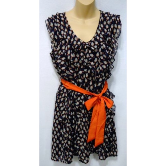 Emmelee Dress Bird Waterfall Ruffle Tie Waist - Picture 1 of 4